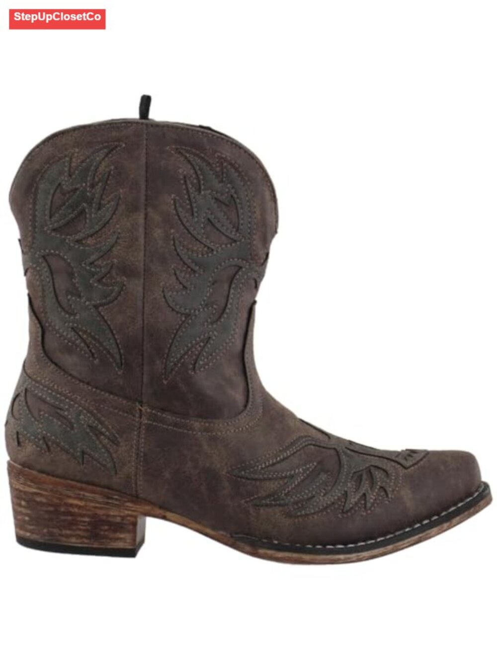 Faux Leather Pull On Mid-Calf Boots Cushioned Footbed